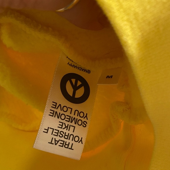 Madhappy Bright Yellow Pullover Hoodie with Small Patch - Picture 6 of 8